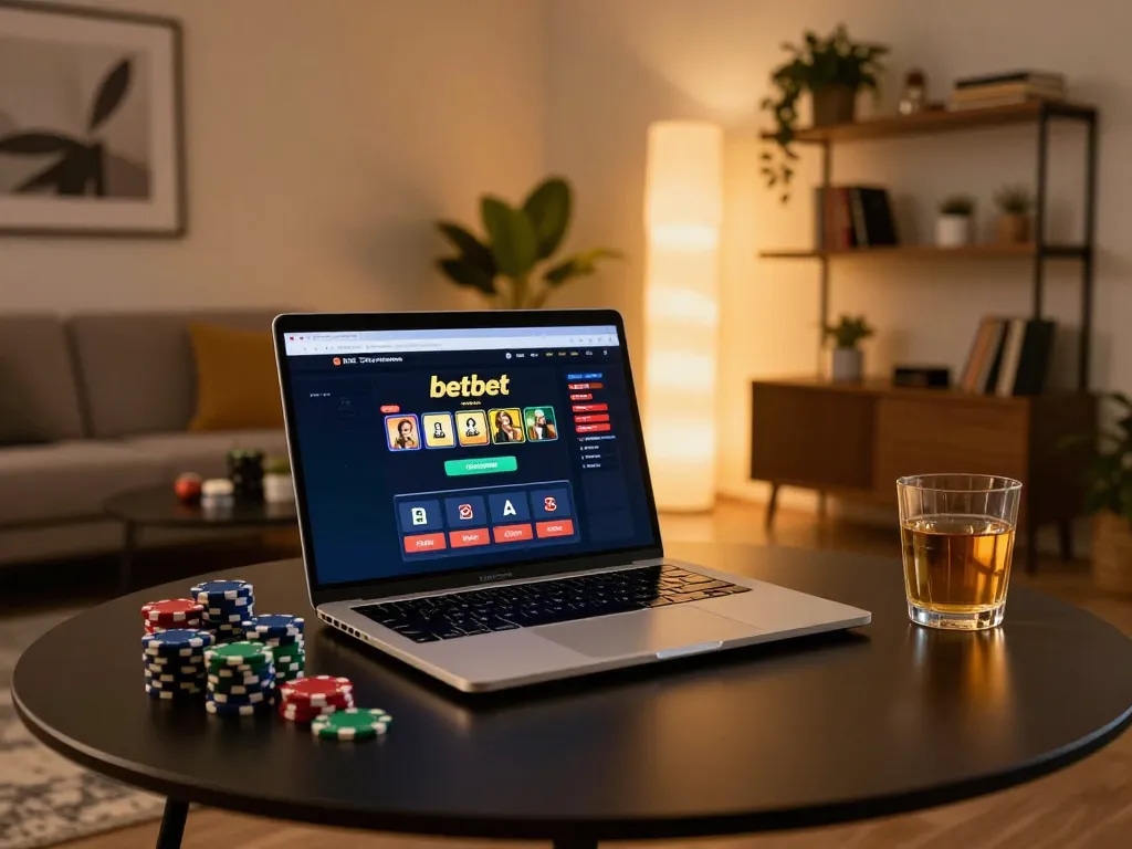 Engaging betbet online gaming experience in a modern living room setting with stylish decor