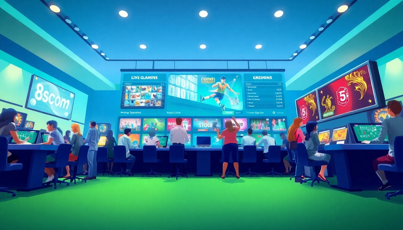 Engaging online gaming interface at 8scom showcasing diverse betting options and live dealers.