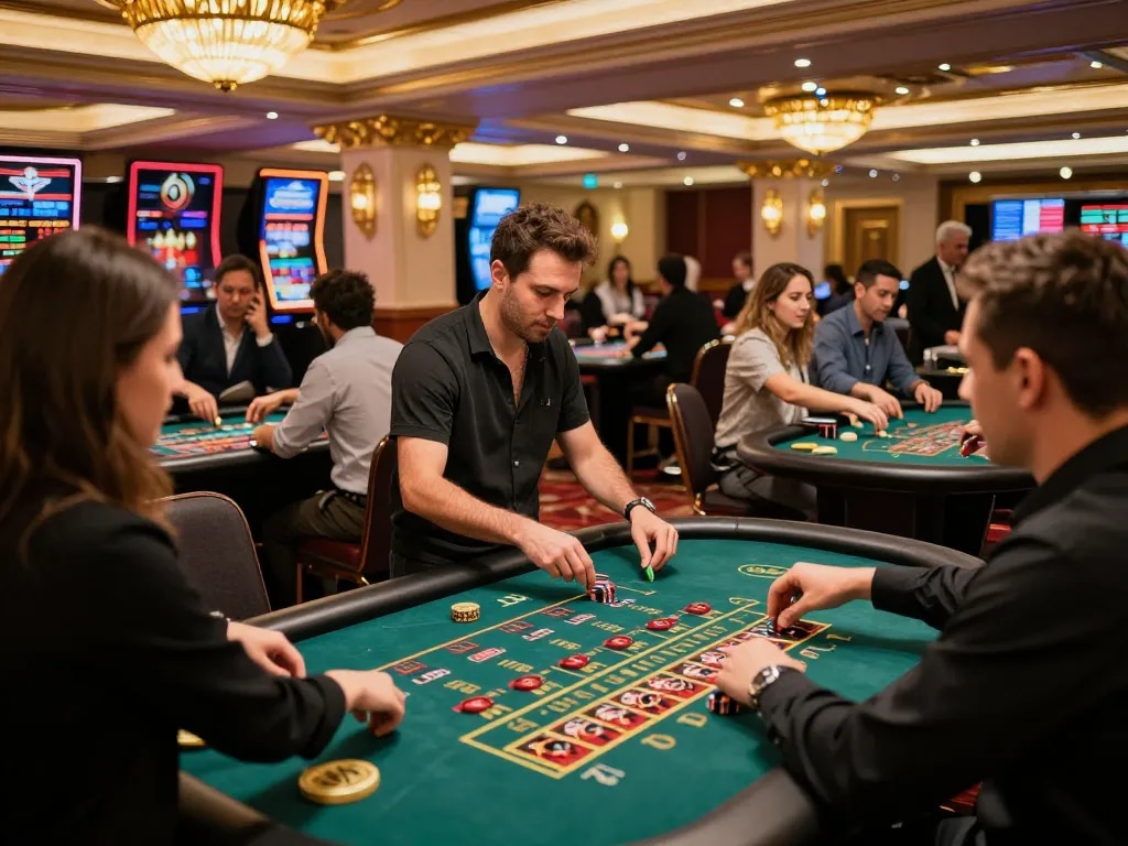 Experience thrilling gameplay at 98win com with players at blackjack and roulette tables