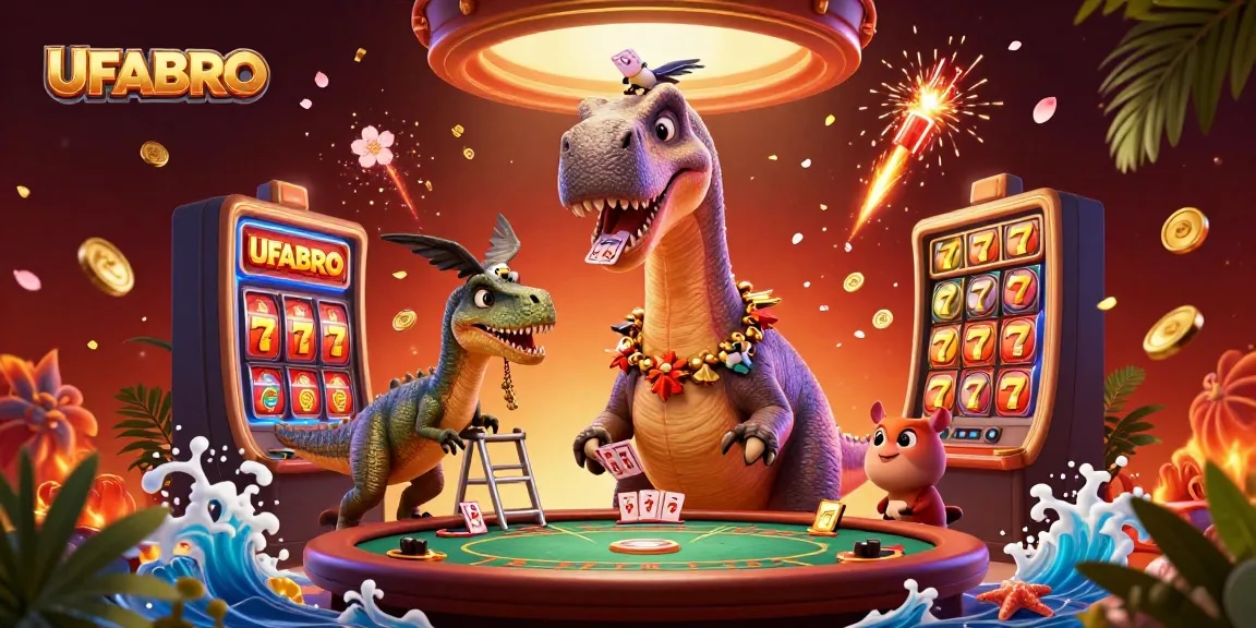 Win big at UFABRO with lively gambling scenes, showcasing fun characters and vibrant casino elements.