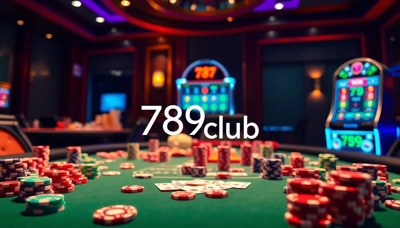 Experience the thrill of high-stakes poker at 789club with vibrant casino elements.
