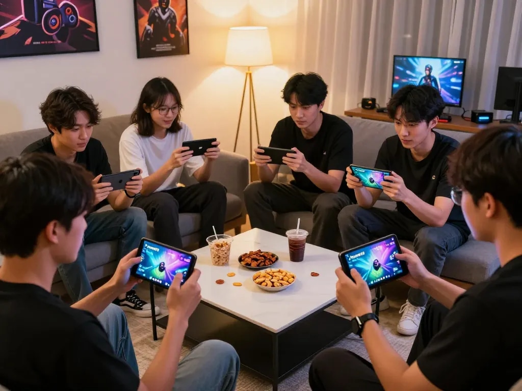 Exciting gaming scene featuring players enjoying Panen178 mobile games, vibrant screens, and cozy atmosphere.