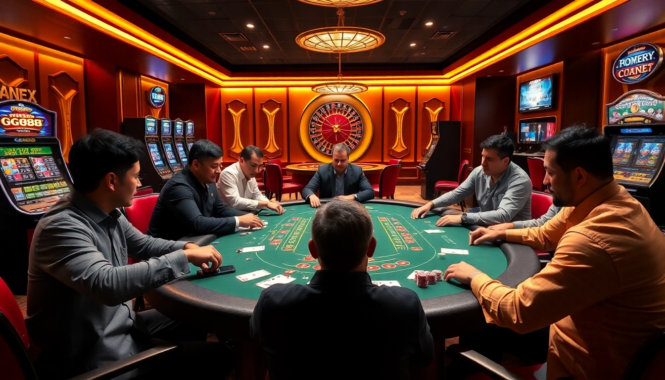 Experience thrilling gameplay at GG88's luxurious poker table filled with colorful chips and cards.