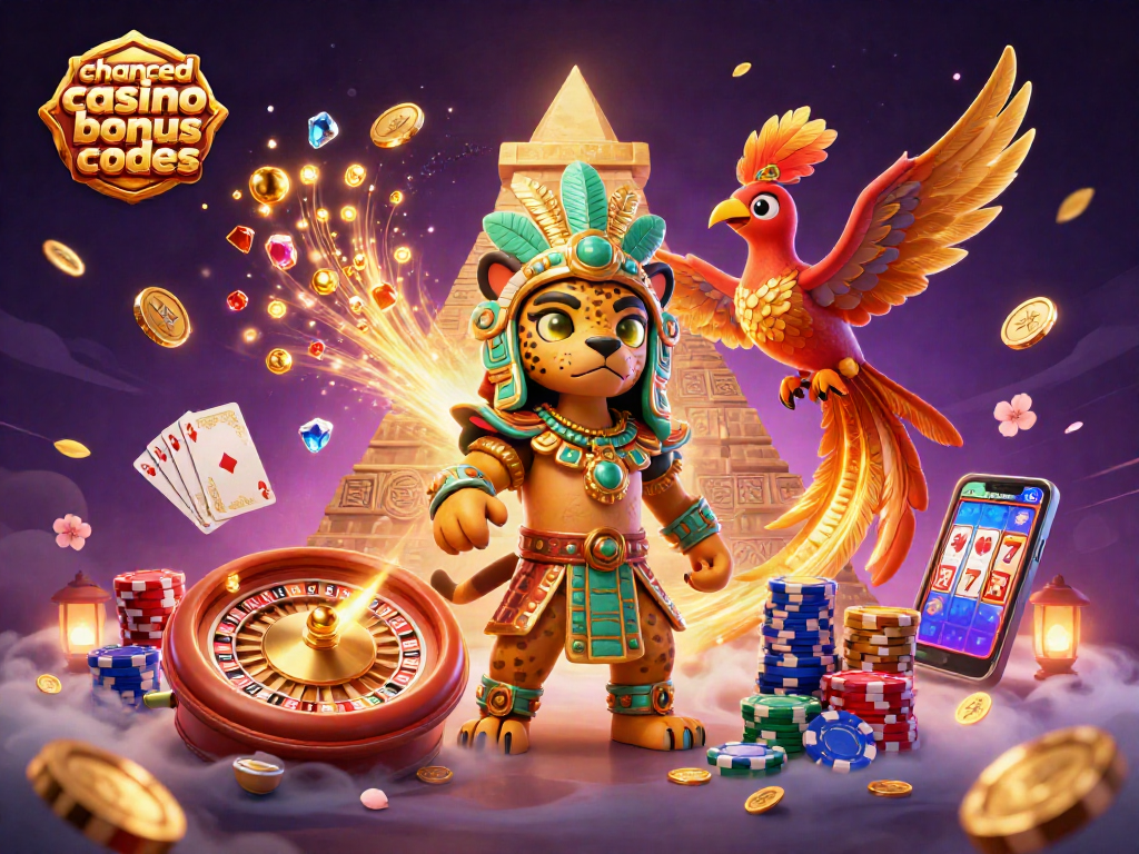 Experience winning with chanced casino bonus codes amidst vibrant casino elements and rich visuals.