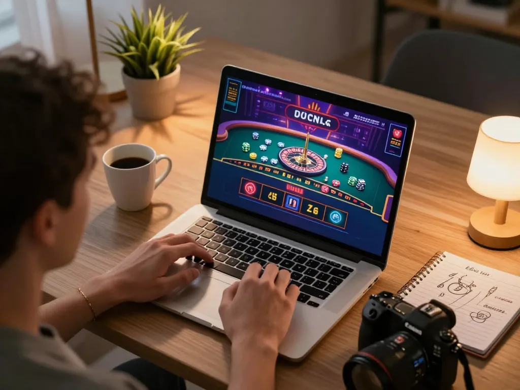 Engaging online gaming session on open88.com with a vibrant live roulette game displayed on a laptop, showcasing strategic gameplay and responsible entertainment.