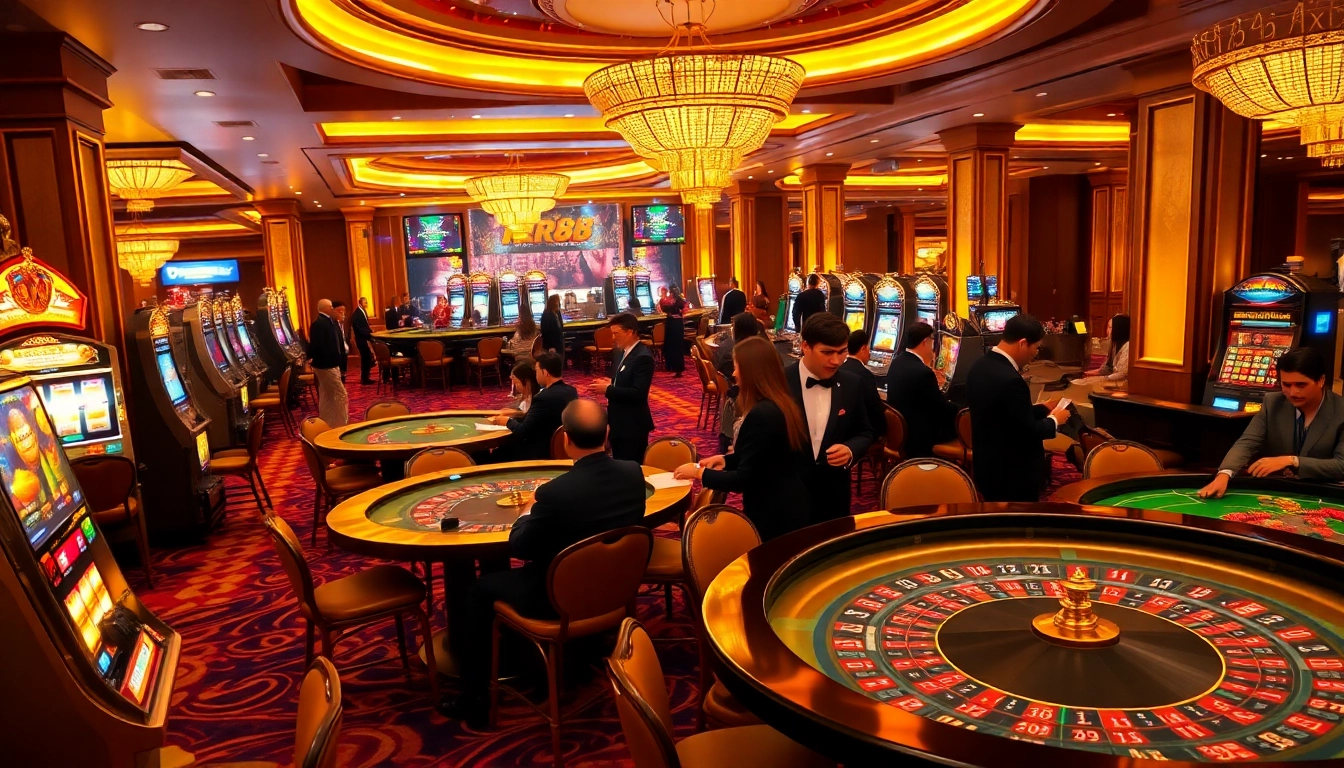 Experience the thrill of RR88 with vibrant casino games and excited gamblers.