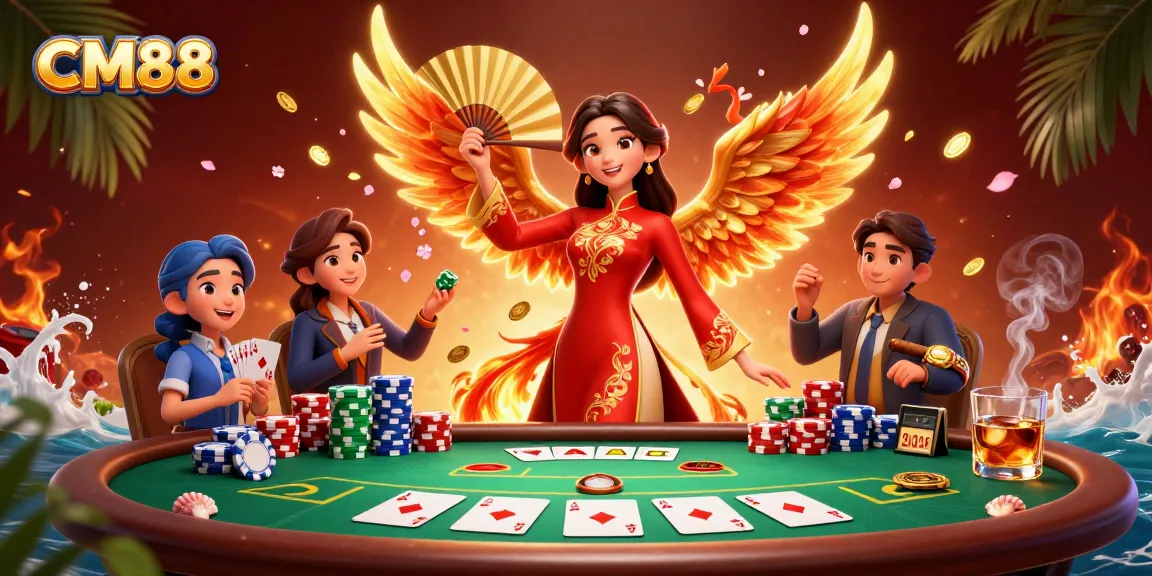 Experience thrilling poker action at CM88 with a stunning Vietnamese character and vibrant casino elements.