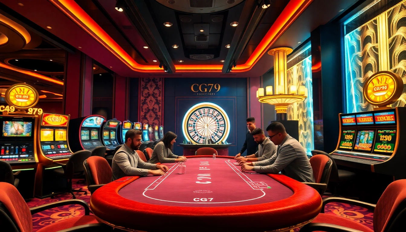 Trải nghiệm các pha hành động đầy kịch tính tại bàn poker cg79 trong không gian casino sang trọng.