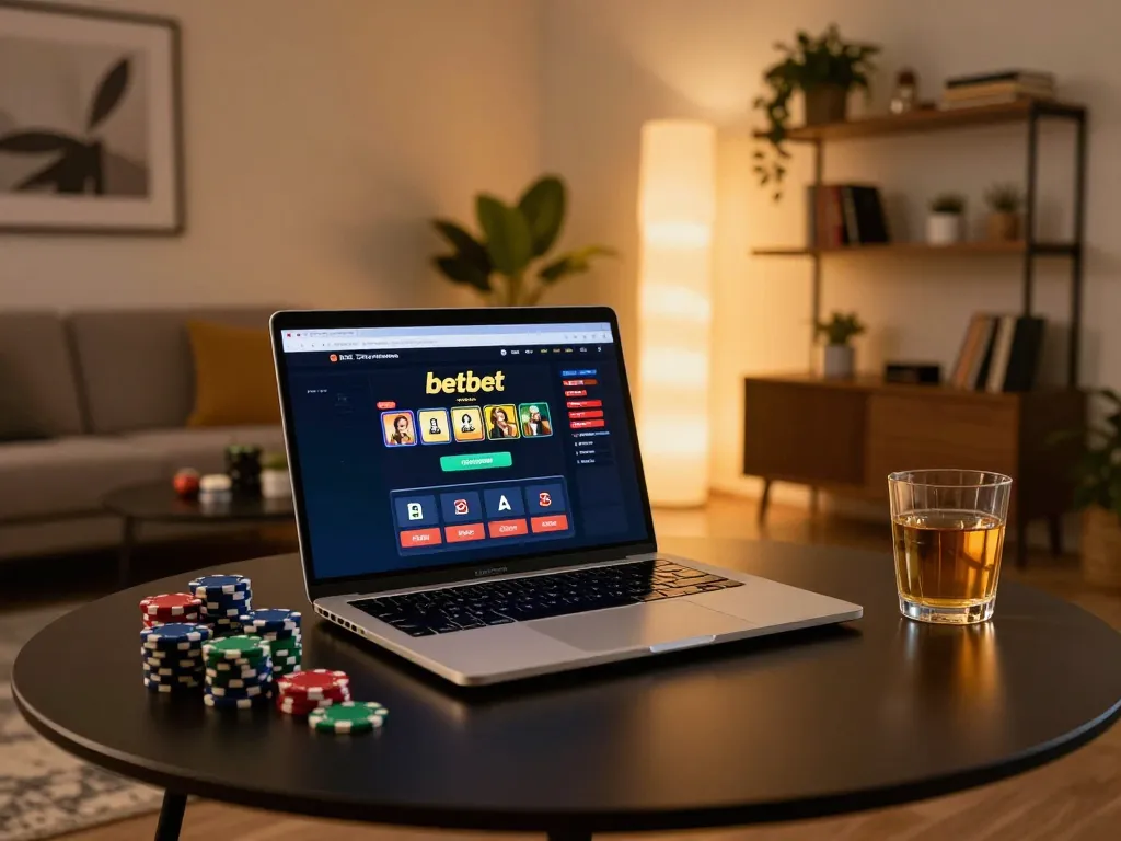 Engaging betbet online gaming experience in a modern living room setting with stylish decor