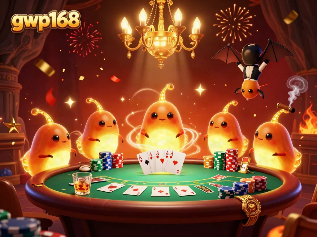 Permainan seru di gwp168 dengan glowworm yang menerangi kasino saat bermain poker.