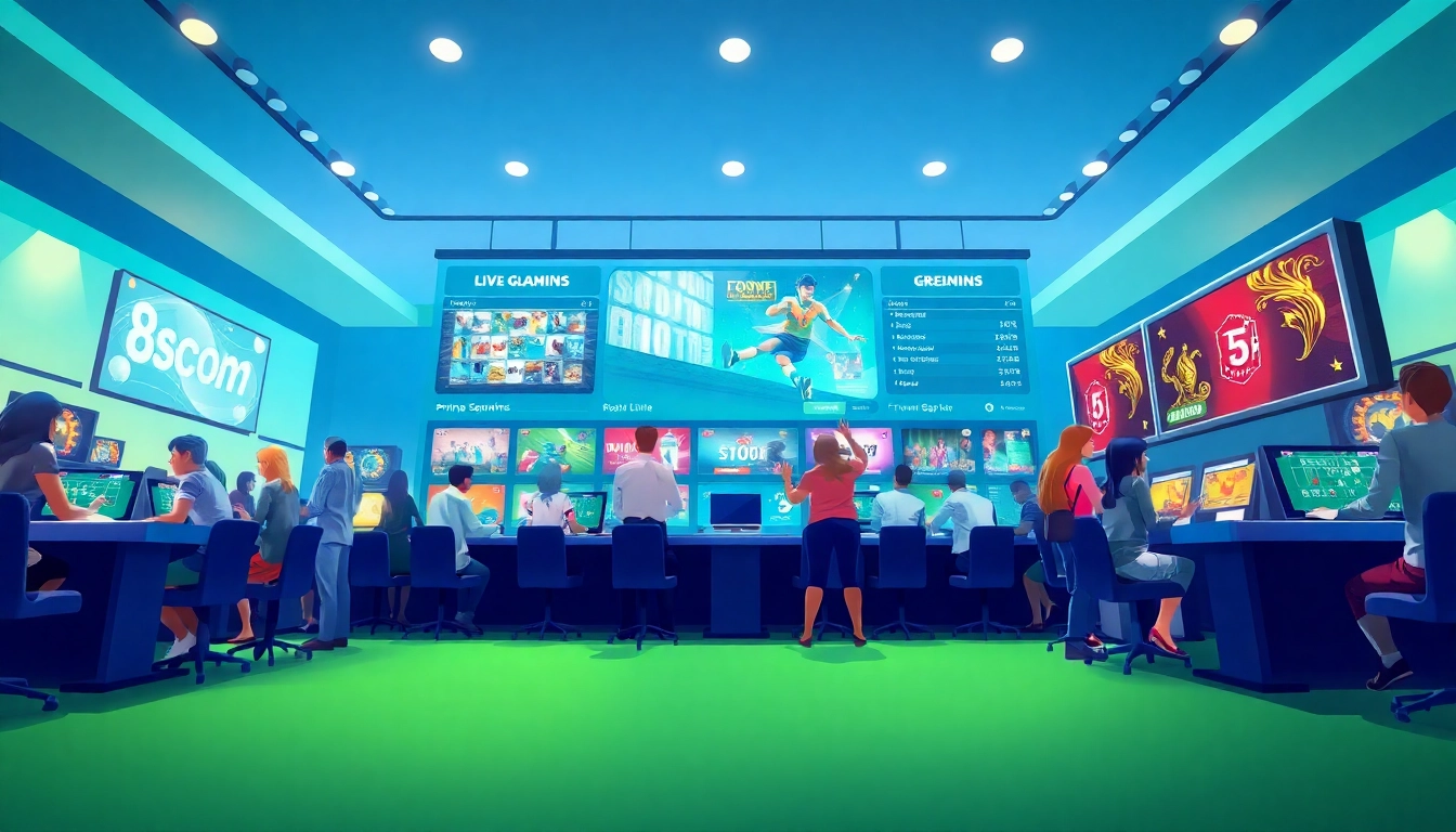 Engaging online gaming interface at 8scom showcasing diverse betting options and live dealers.