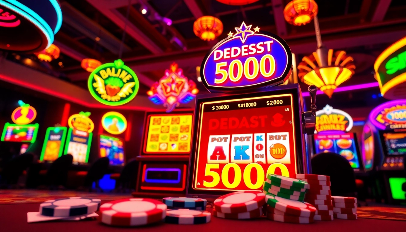 Menangkan permainan dengan Slot deposit 5000 di mesin slot yang berwarna-warni.