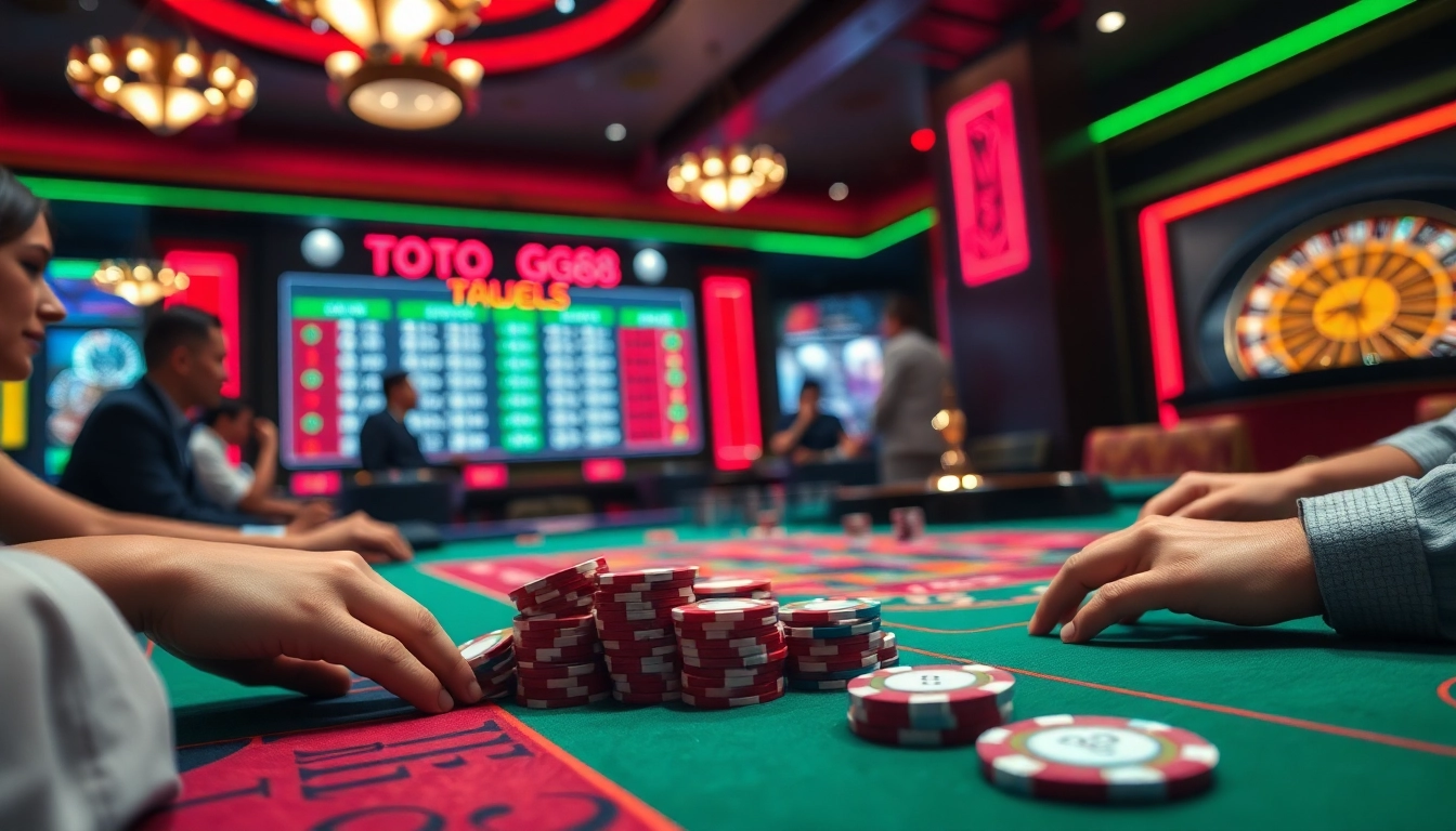 Players enjoying a thrilling game at TOTOGG88's premium Togel betting table, immersed in excitement.