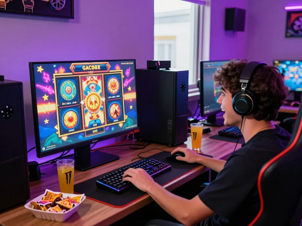Pemain terlibat dengan slot gacor hari ini di setup permainan yang cerah.