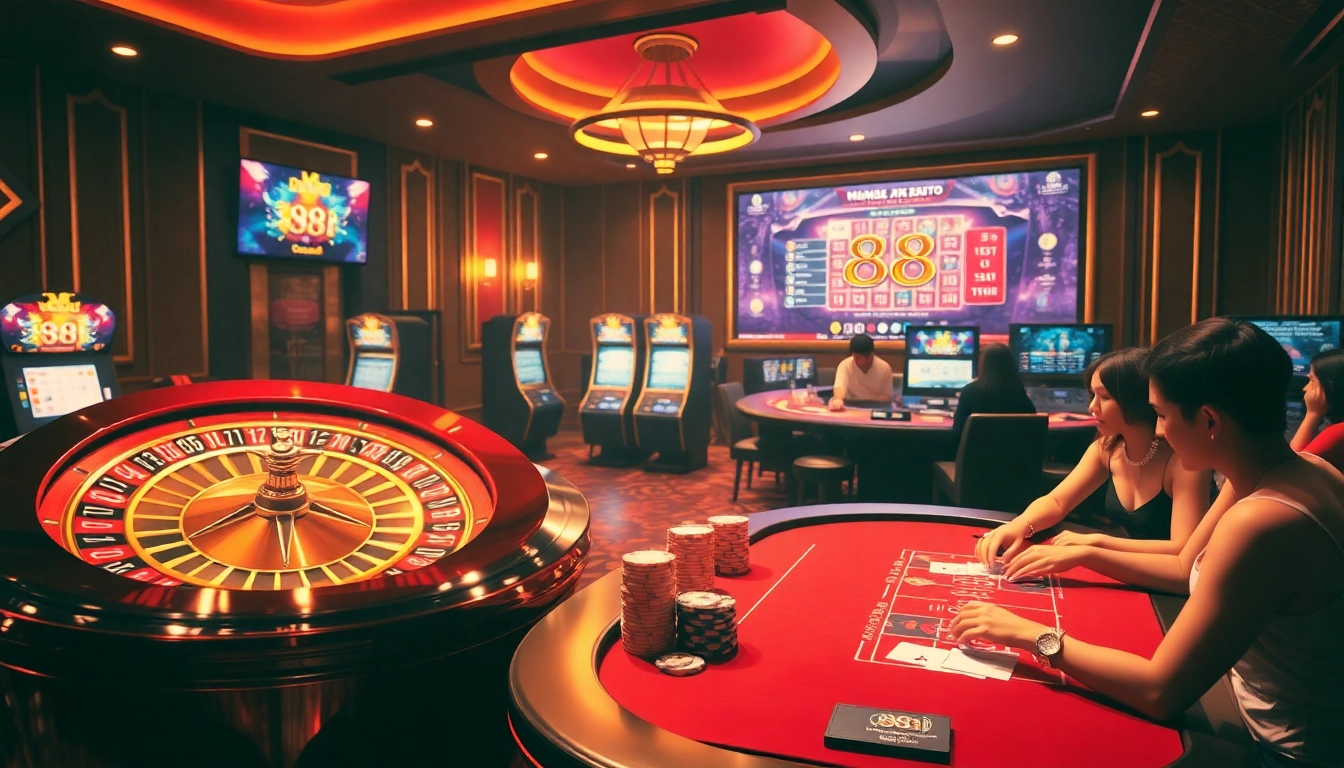 Experience the excitement of 88i at a luxurious casino with vibrant slot machines and thrilling poker tables.