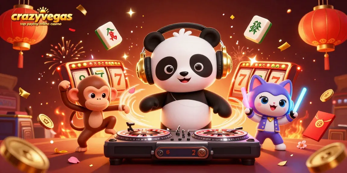 Engage with the crazyvegas top paying online casino through vibrant gaming characters surrounded by exciting slot elements.