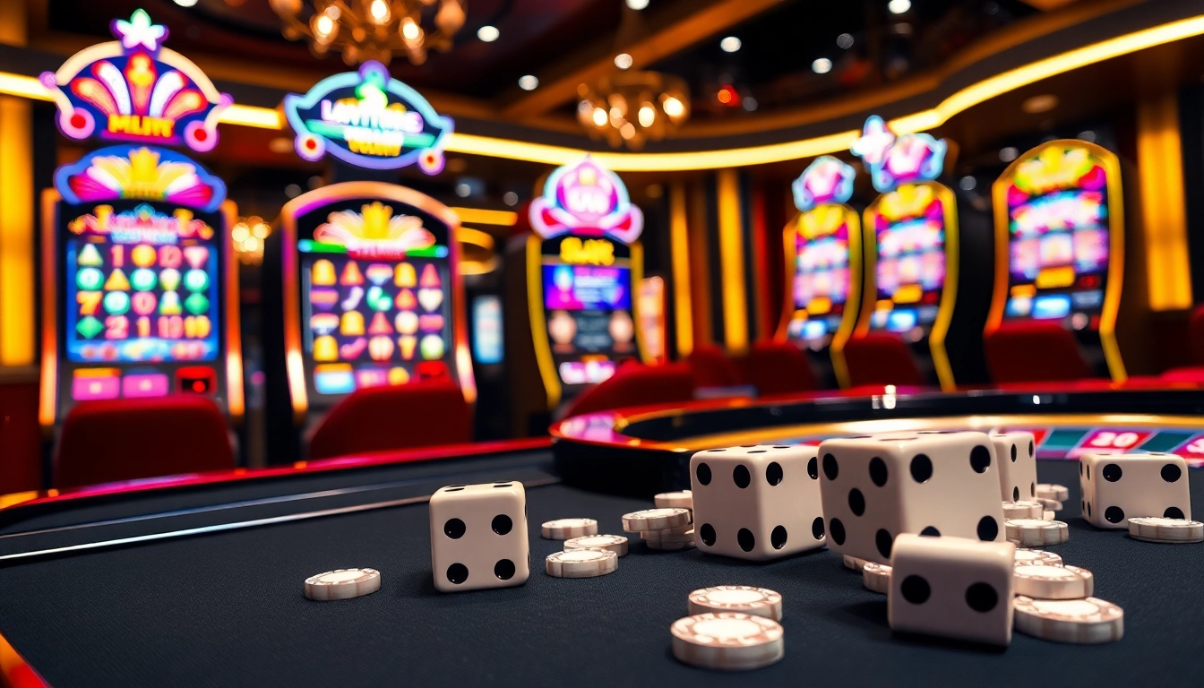 Playing high-stakes games at luxury12, featuring vibrant slot machines and elegant casino ambiance.
