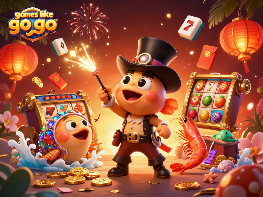 Experience exciting games like go go gold with vibrant characters and dynamic casino elements in a captivating scene.