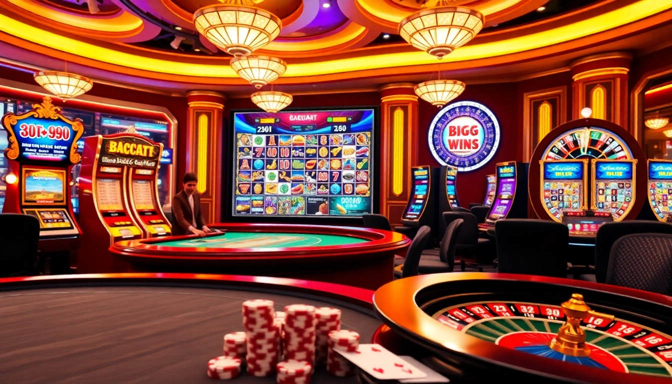 Bong99 online gambling platform showcasing intense gameplay with vibrant casino tables and excited players.