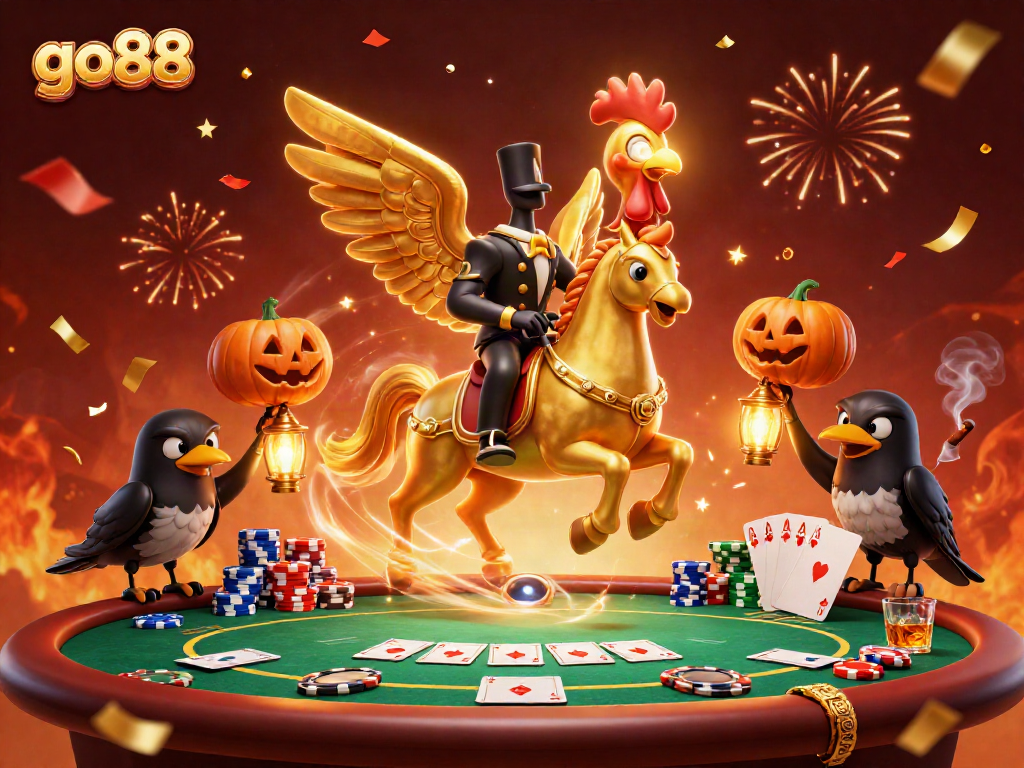 Experience excitement at go88 with dynamic casino action featuring colorful poker elements.