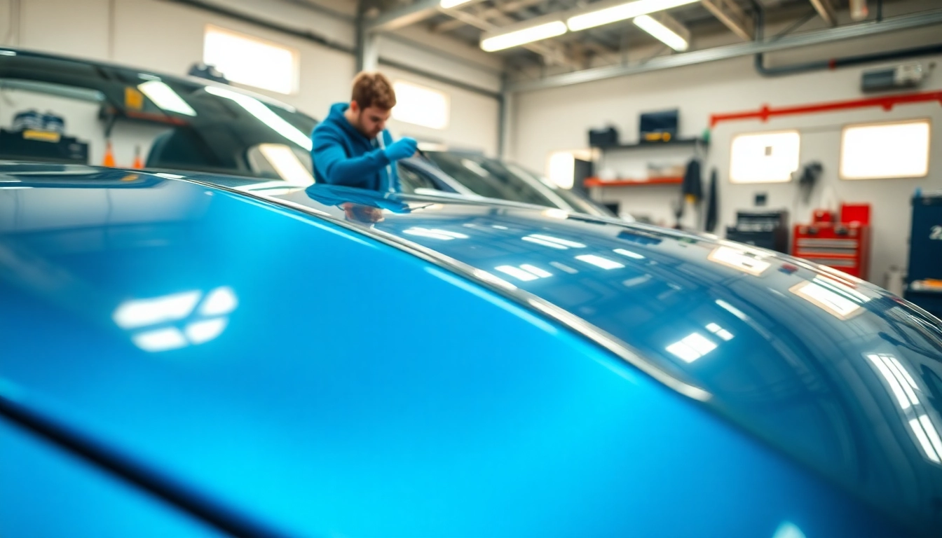 Install paint protection film near me on a car's hood for superior protection.