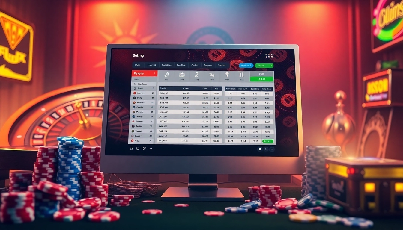 Engage in สมัครแทงบอล with an exciting online betting interface showcasing vibrant gambling elements.