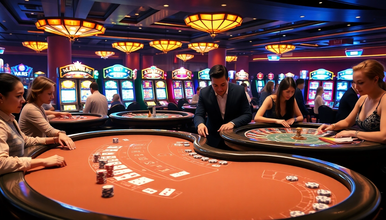 Experience the excitement of BEM88 at the casino with luxurious tables and vibrant gaming action.