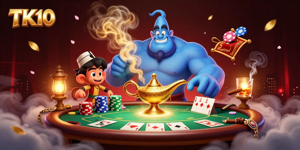 Engage with TK10's vibrant online betting experience featuring dynamic casino elements and characters.