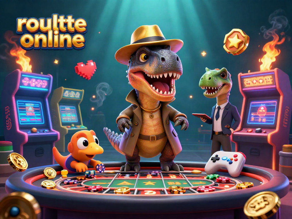 Experience exciting gameplay with roulette online featuring a velociraptor at the table