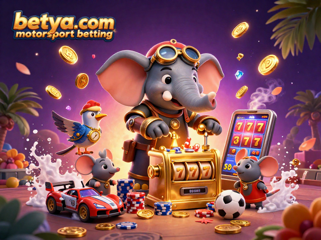 Experience betya.com motorsport betting with this vibrant 3D illustration showcasing thrilling betting action.