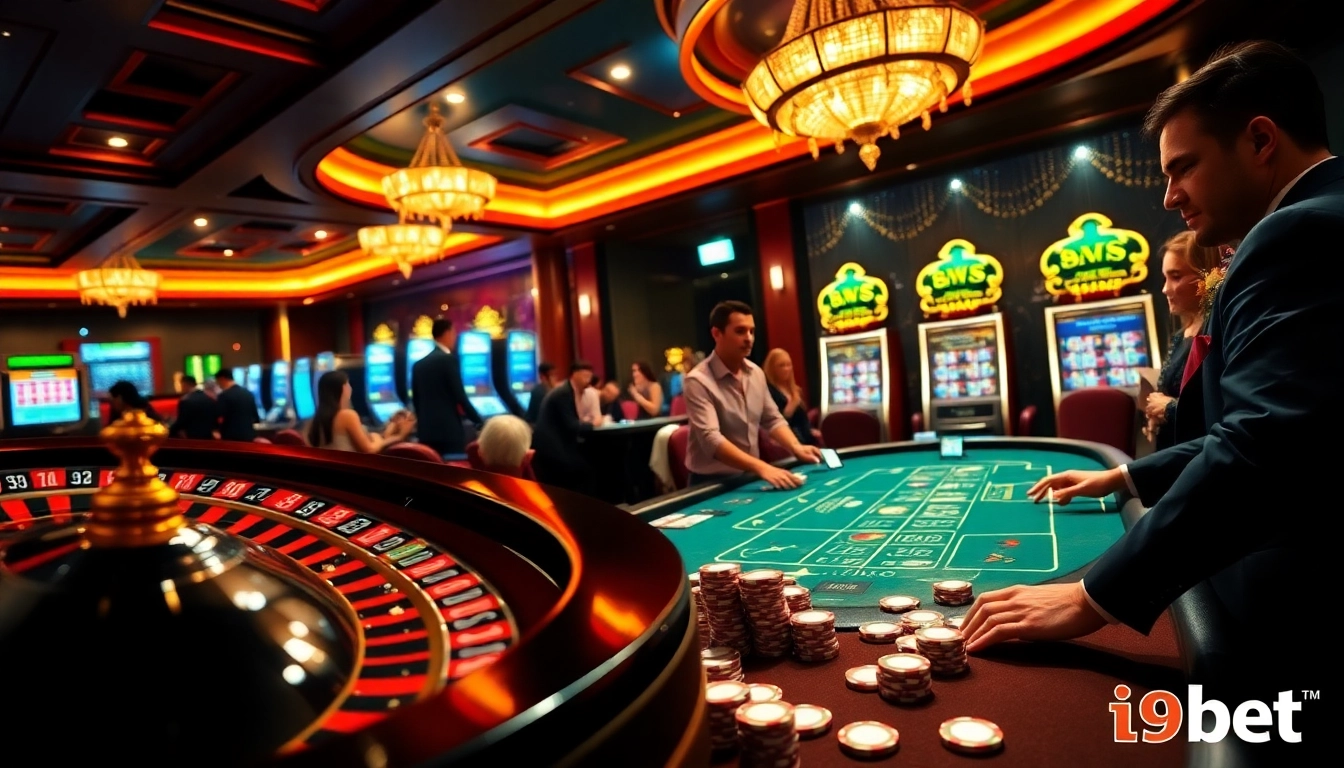 Experience high-stakes excitement at i9bet's luxury casino with vibrant tables and engaging gameplay.