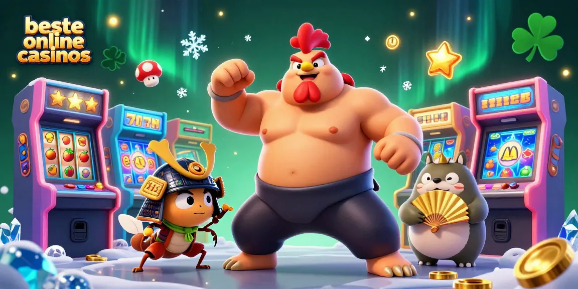 Engage with beste online casinos and challenge the odds with a fierce sumo rooster and cricket in a vibrant gaming scene.
