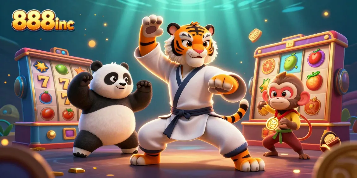 Experience exciting jackpots with 888inc's vibrant 3D casino illustration featuring dynamic characters.
