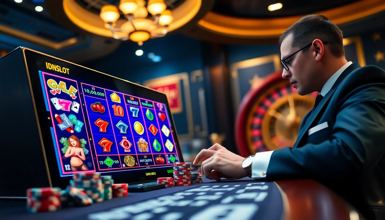 Experience exciting gameplay with IDNSLOT amidst a vibrant casino atmosphere.