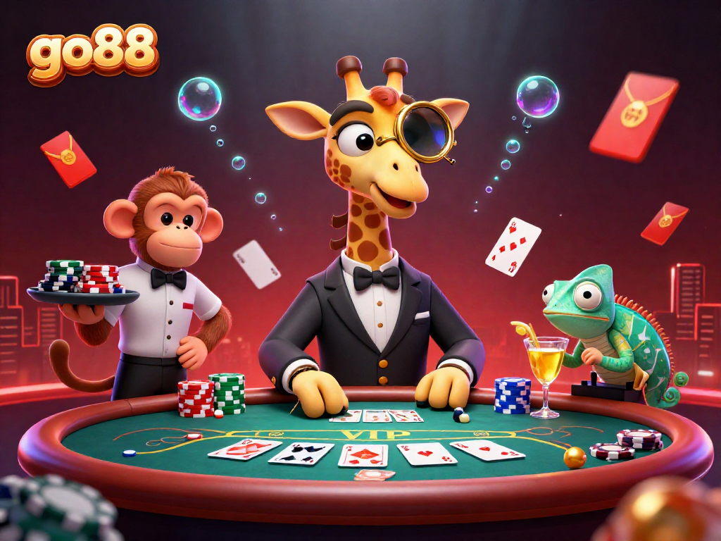 Experience high-stakes poker excitement with go88's giraffe high-roller and vibrant casino scene.