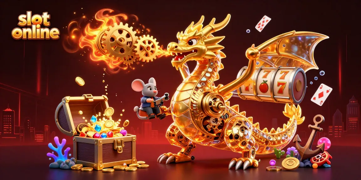 Menangkan jackpot dengan slot online dalam ilustrasi kasino yang penuh warna dan detail.