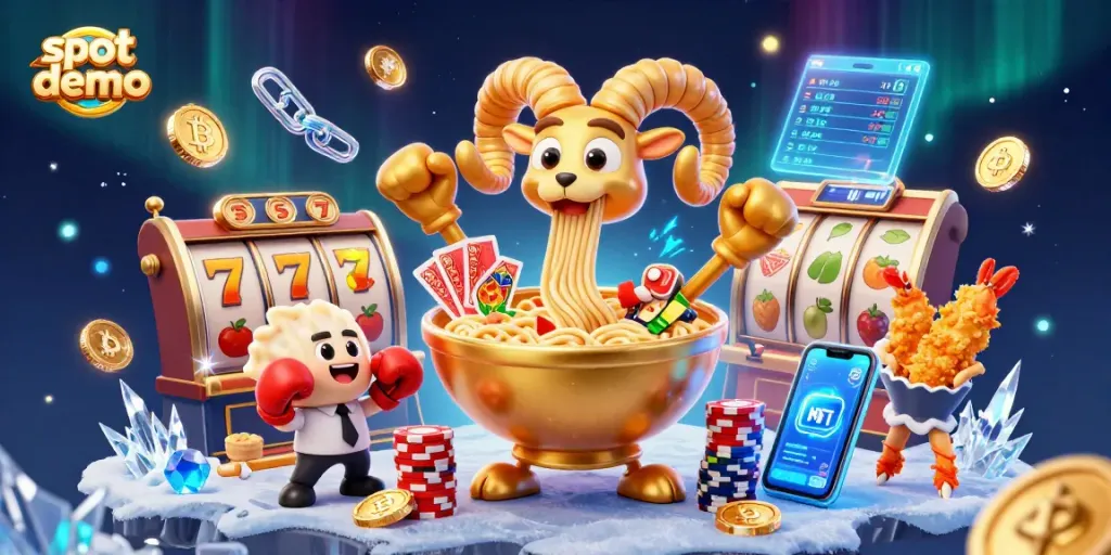 Mainkan slot demo dengan ilustrasi 3D yang menampilkan karakter unik dan elemen kasino yang dinamis.