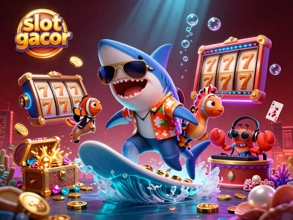 Engage with slot gacor's dynamic casino scene featuring vibrant characters and thematic elements.