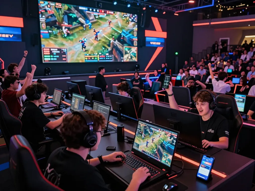 Watch bettors engaging in live esports competition action on 11win screens, showcasing dynamic gameplay.