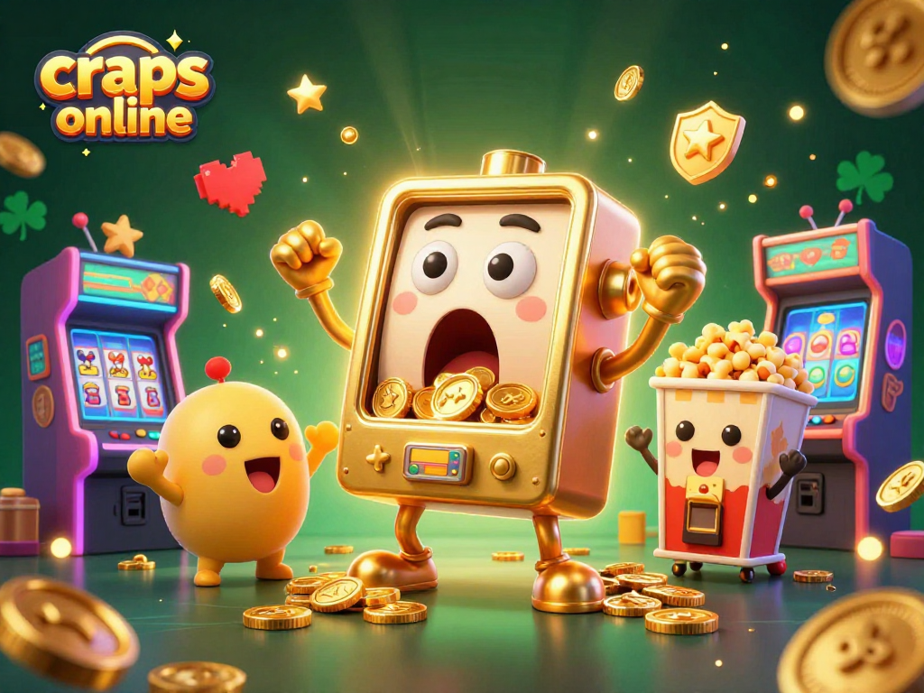 Experience the excitement of craps online with vibrant 3D slot machines and playful game elements.