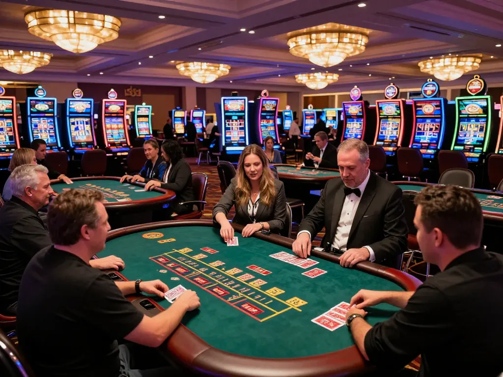 Players engaging in exciting games at the tg88 casino floor, showcasing the thrill of strategic gambling.