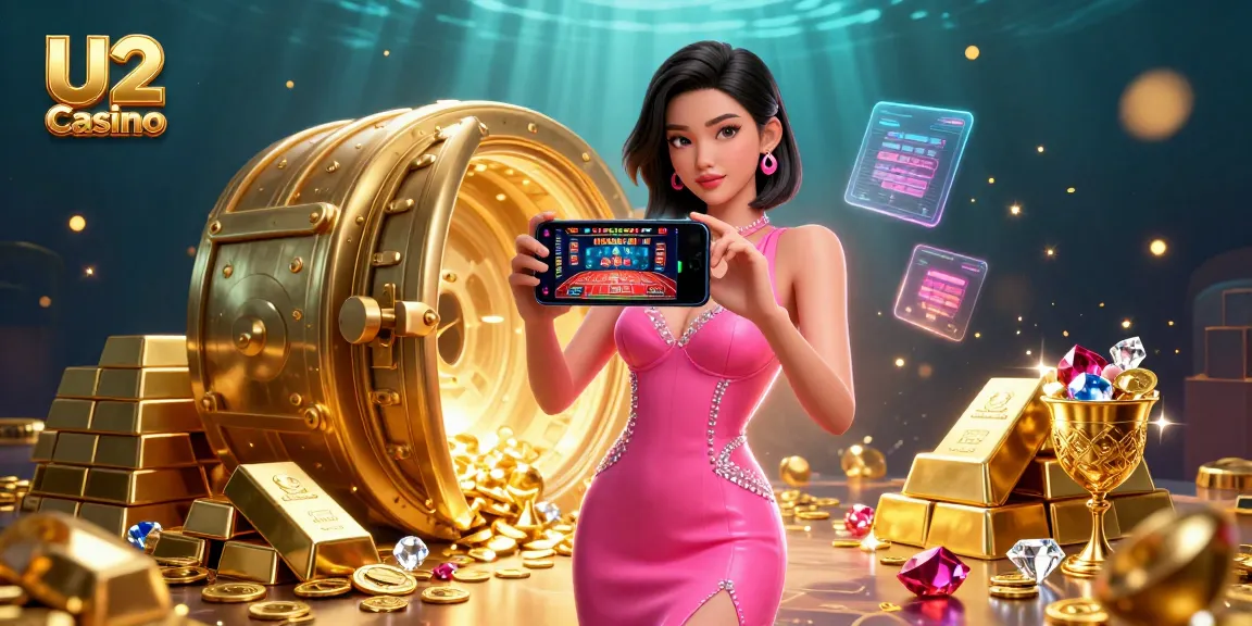 Engaging scene at U2 Casino showcasing a confident woman playing live dealer games on her smartphone.