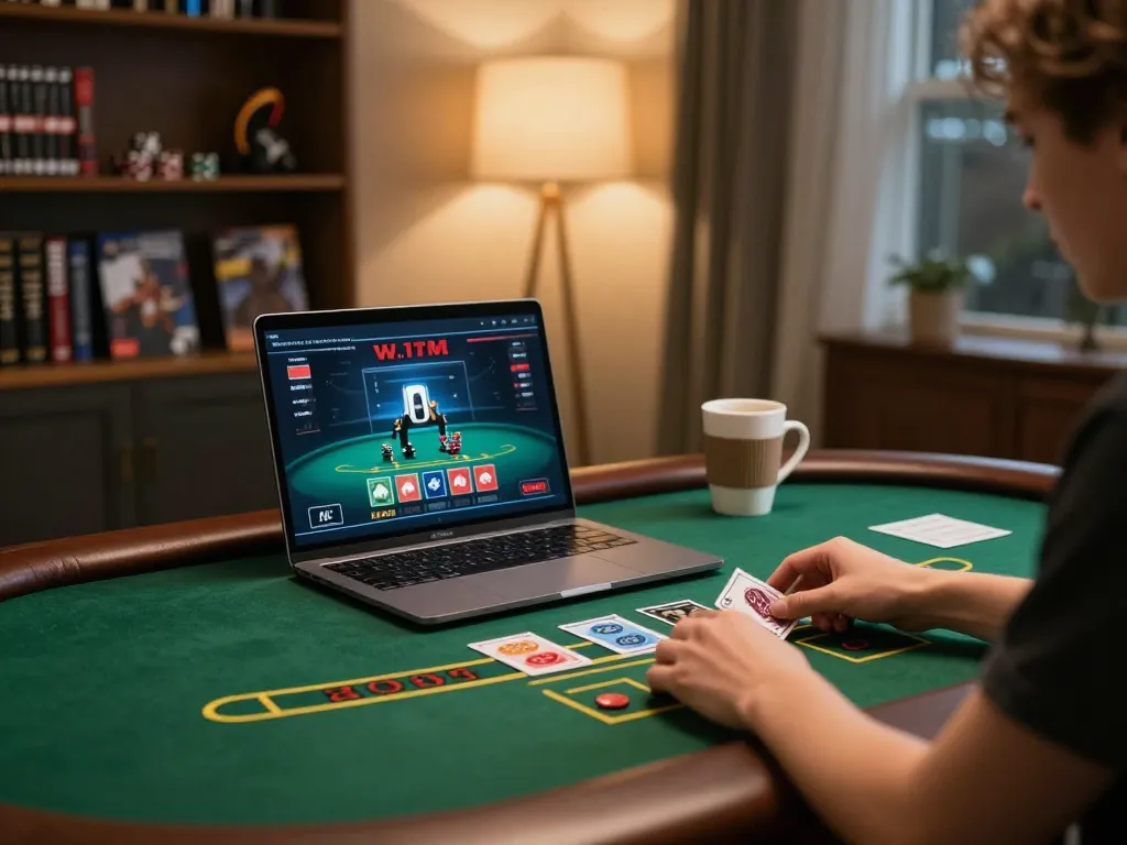 SX 88 player strategizing during an online blackjack game with vibrant ambiance.