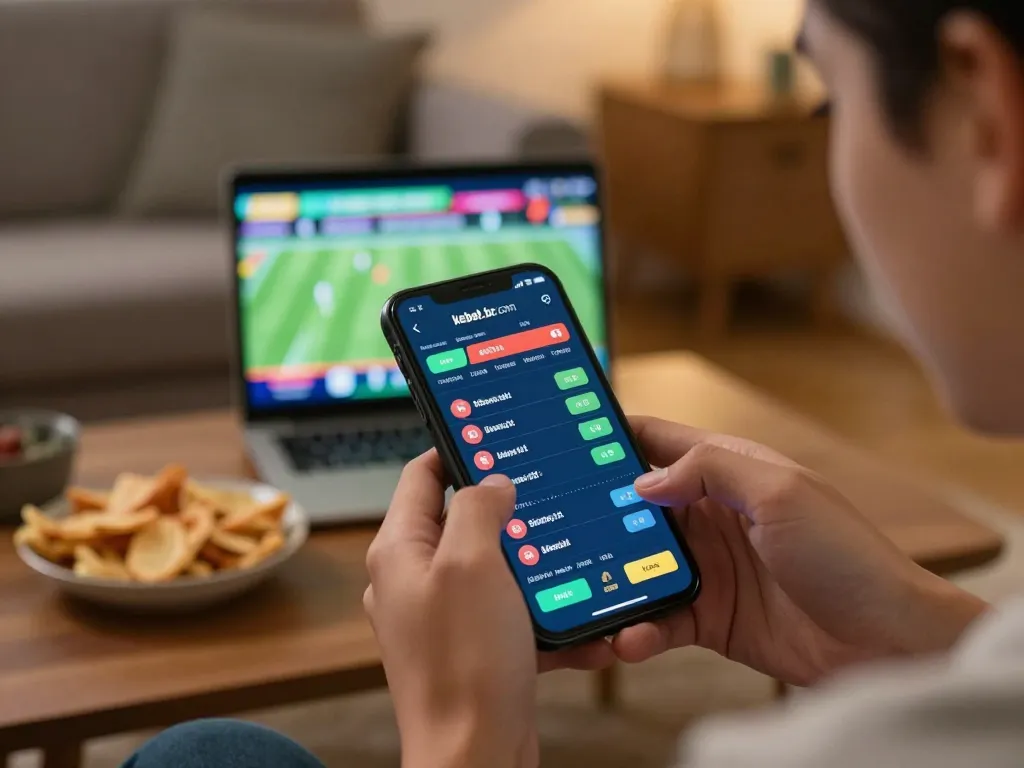 Engaging sports betting moment using kebet.br.com with vibrant odds on a smartphone