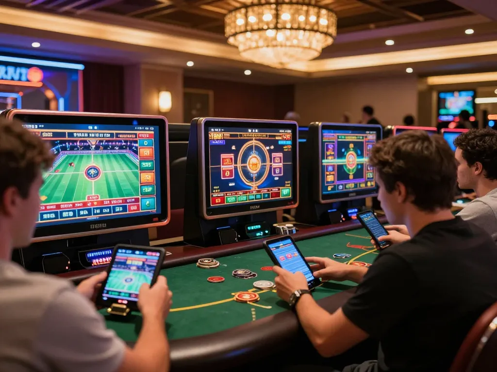 Players enjoying mobile gaming at God55 online casino, showcasing vibrant betting options and strategy exploration