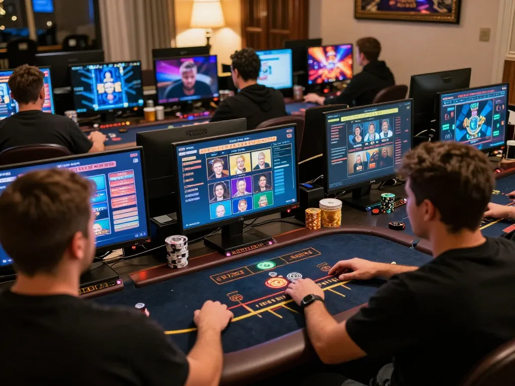 Player engaging in online casino games on tablet, showcasing non gamstop options in a cozy home setting