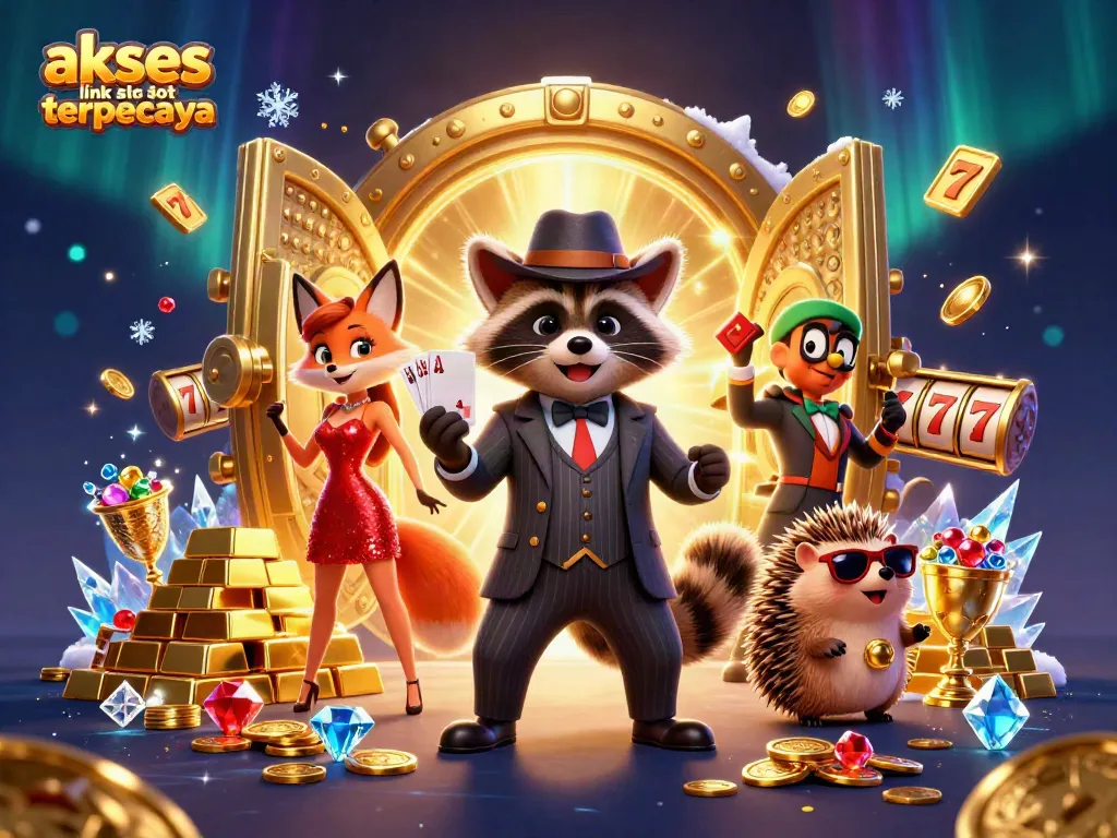 Menang di akses link slot terpercaya dengan permainan slot yang seru dan karakter menarik dalam ilustrasi 3D.