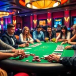 Engaging poker game scene showcasing players strategizing during a high-stakes match.