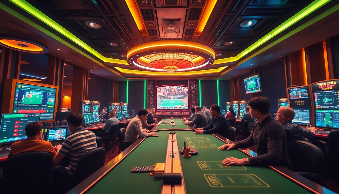 Exciting online gambling scene showcasing bolagacor with players betting on virtual football matches.