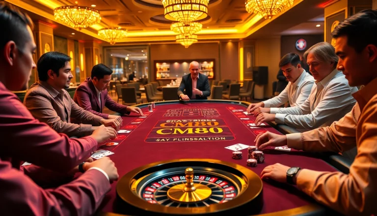 Experience high-stakes action at CM88's exclusive gambling table with vibrant card games.
